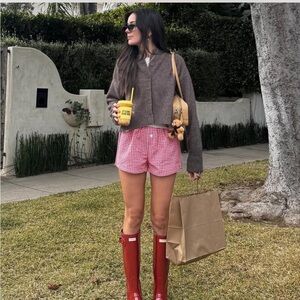 Red Checkered Women's Shorts